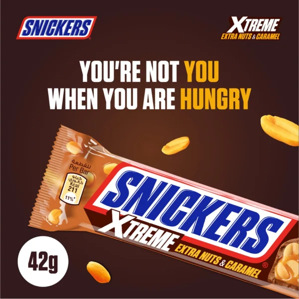 Snickers Extreme Extra Nuts & Caramel Chocolate Bar 42 g