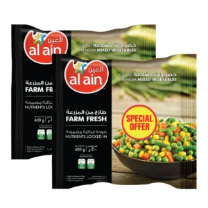 Al Ain Mixed Frozen Vegetable Bag Value Pack 2 x 400 g