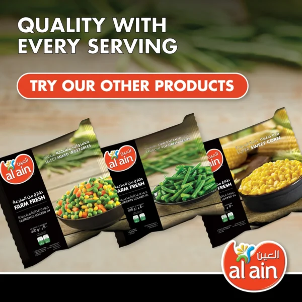 Al Ain Garden Peas Premium Frozen Vegetable Value Pack 2 x 400 g