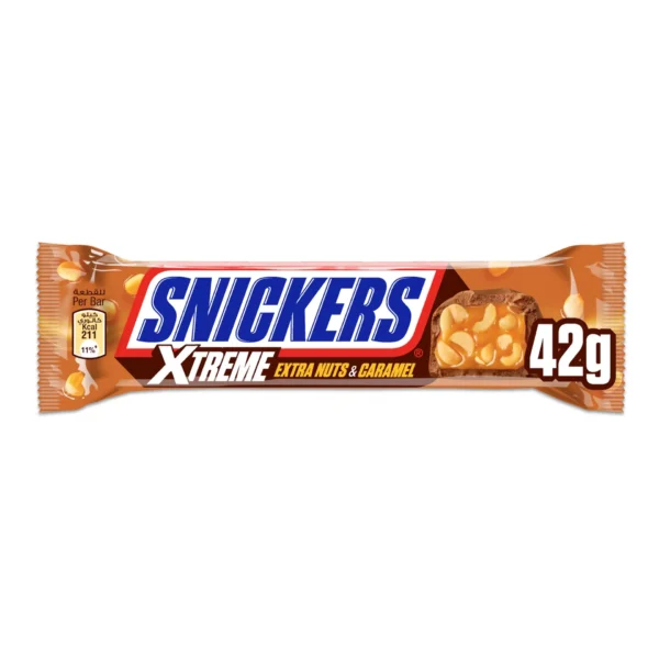 Snickers Extreme Extra Nuts & Caramel Chocolate Bar 42 g