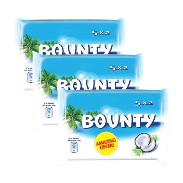 Bounty Chocolate Bar Value Pack 5 x 50 g 3 pkt