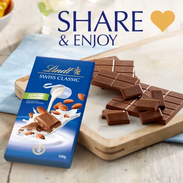 Lindt Swiss Classic Milk Chocolate with Almonds 100 g