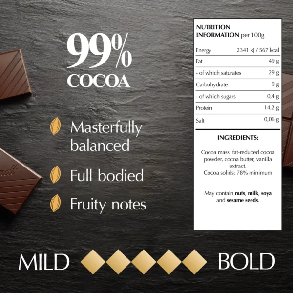 Lindt Excellence 99% Cocoa Absolute Dark Chocolate 50 g