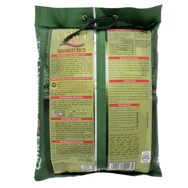 Qilla Excel Extra Long Grain Indian Basmati Rice 5 kg